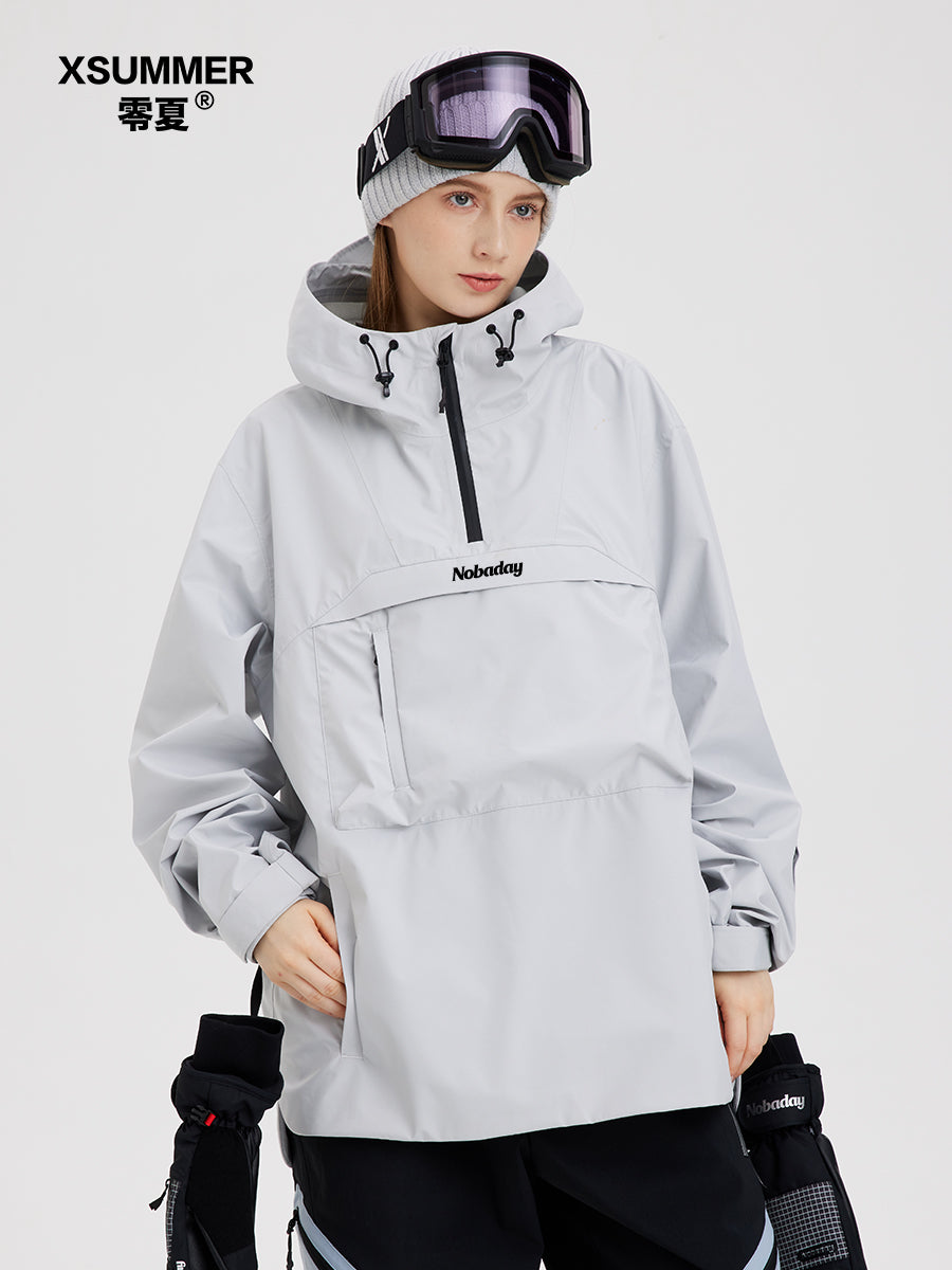 Nobaday Dawn large pocket Windbreaker Hoodie Ski/Snowboardjacke White