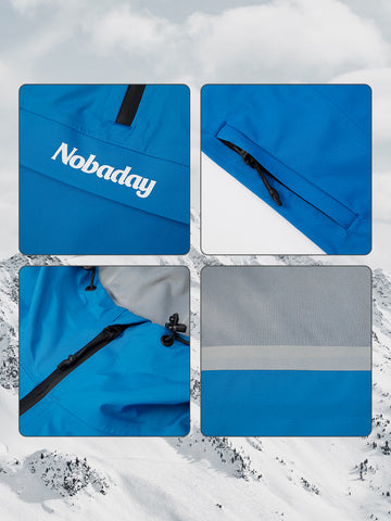 Nobaday Dawn large pocket Windbreaker Hoodie Ski/Snowboardjacke Blue Amber