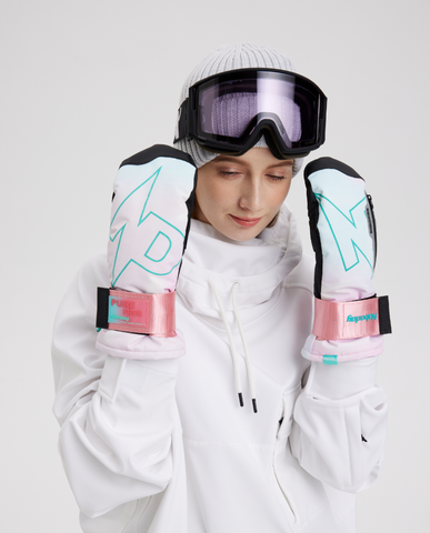 Nobaday PURE FREE FLUORSPAR SNOW GLOVES Pink Thermo Print